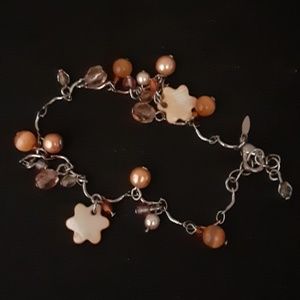 Ankle Bracelet Avon Bead Mother of Pearl Vintage